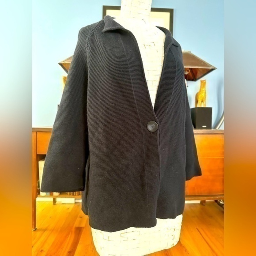 Tribal Navy Blue  3/4 Sleeve Knit Cardigan